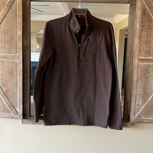 Swiss Tech Coffee Brown Pullover Lightweight Long Sleeve Womens L  Mens S Comfy